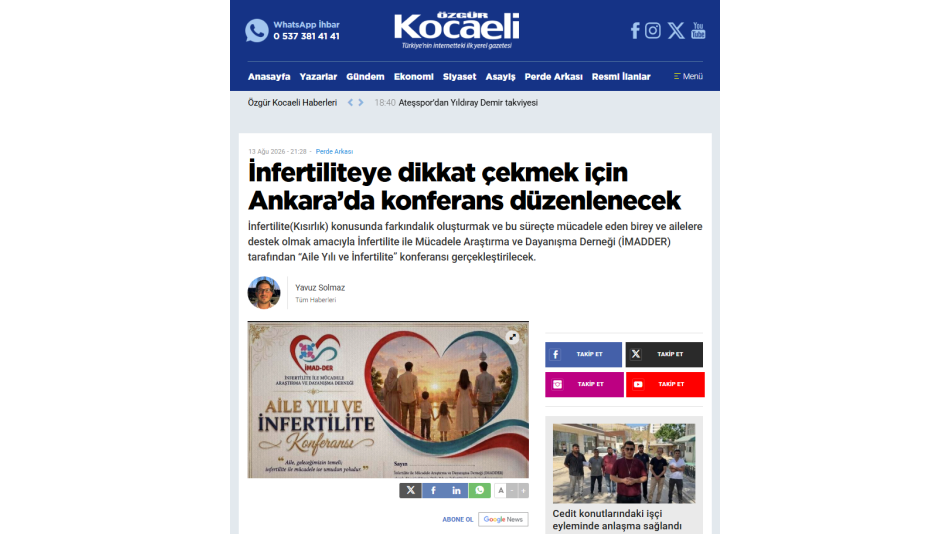İnfertiliteye dikkat çekmek için Ankara’da konferans düzenlenecek